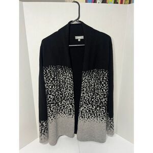 Neiman Marcus Cashmere Black Gray Ombre Pixel Pattern Luxury Sweater Size L